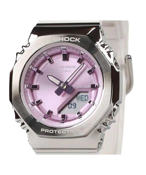 카시오 G-Shock 아날로그 디지털 바이오 기반 수지 스트랩 핑크 다이얼 쿼츠 GM-S2110-7A6 200M 여성용 시계