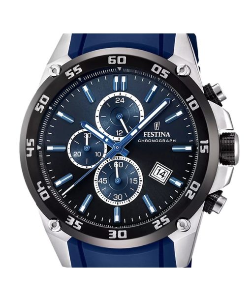 Festina The Originals 크로노그래프 러버 스트랩 블루 다이얼 쿼츠 F20330-A 100M 남성용 시계