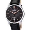 Festina Classics 가죽 스트랩 블랙 다이얼 쿼츠 F20426-6 남성용 시계