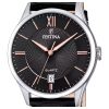 Festina Classics 가죽 스트랩 블랙 다이얼 쿼츠 F20426-6 남성용 시계