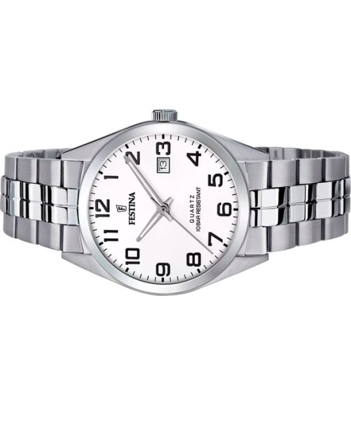 Festina Classics 스테인리스 스틸 화이트 다이얼 쿼츠 F20437-1 100M 남성용 시계