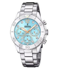 Festina Boyfriend 크로노그래프 크리스탈 악센트 블루 다이얼 쿼츠 F20603-4 100M 여성용 시계