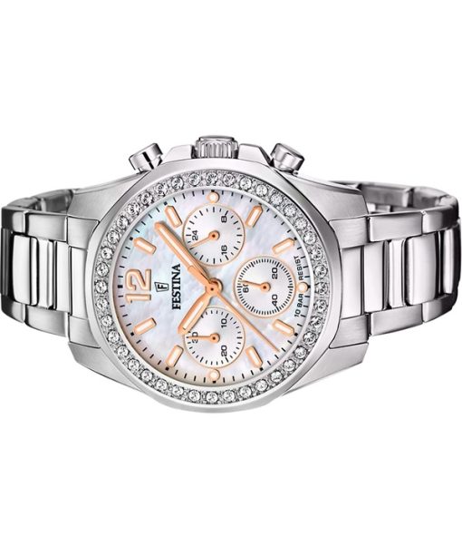 Festina Rainbow Chronograph Crystal Accents Mother Of Pearl 다이얼 쿼츠 F20606-1 100M 여성용 시계