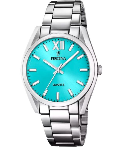 Festina Alegria 스테인리스 스틸 터키석 다이얼 쿼츠 F20622-D 여성용 시계