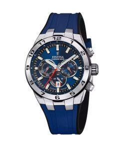 Festina Chrono Bike 고무 스트랩 블루 다이얼 쿼츠 F20671-1 100M 남성용 시계