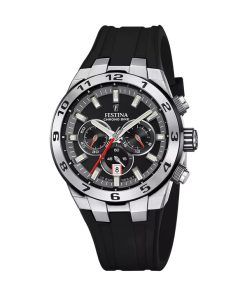 Festina Chrono Bike 고무 스트랩 블랙 다이얼 쿼츠 F20671-6 100M 남성용 시계