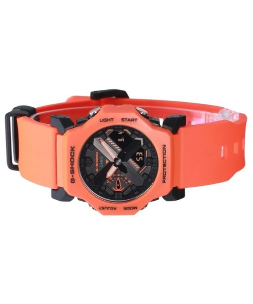 카시오 G-Shock 아날로그 디지털 바이오 기반 오렌지 수지 스트랩 블랙 다이얼 쿼츠 GA-2300FL-4A 200M 남성용 시계