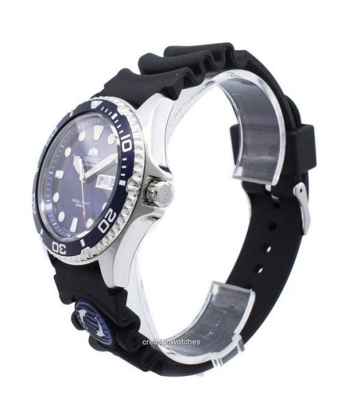 재생품 Orient Ray II 고무 스트랩 블루 다이얼 자동 FAA02008D9 200M 남성용 시계