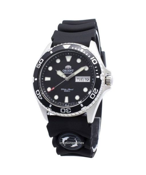 재생품 Orient Ray II 고무 스트랩 블랙 다이얼 자동 FAA02007B9 200M 남성용 시계