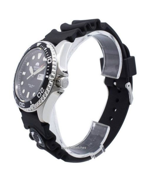 재생품 Orient Ray II 고무 스트랩 블랙 다이얼 자동 FAA02007B9 200M 남성용 시계