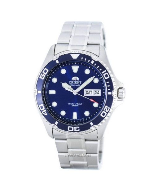 재생품 Orient Ray II 스테인리스 스틸 블루 다이얼 자동 FAA02005D9 200M 남성용 시계