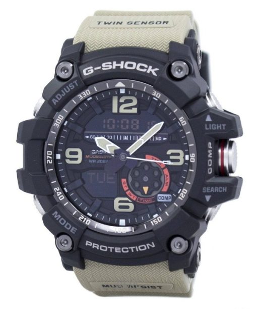 재생품 카시오 G-Shock Mudmaster 아날로그 디지털 트윈 센서 수지 스트랩 블랙 다이얼 쿼츠 GG-1000-1A5 200M 남성용 시계