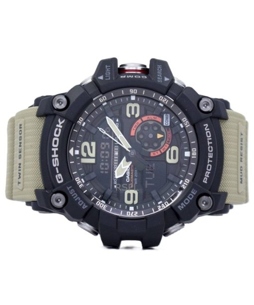 재생품 카시오 G-Shock Mudmaster 아날로그 디지털 트윈 센서 수지 스트랩 블랙 다이얼 쿼츠 GG-1000-1A5 200M 남성용 시계