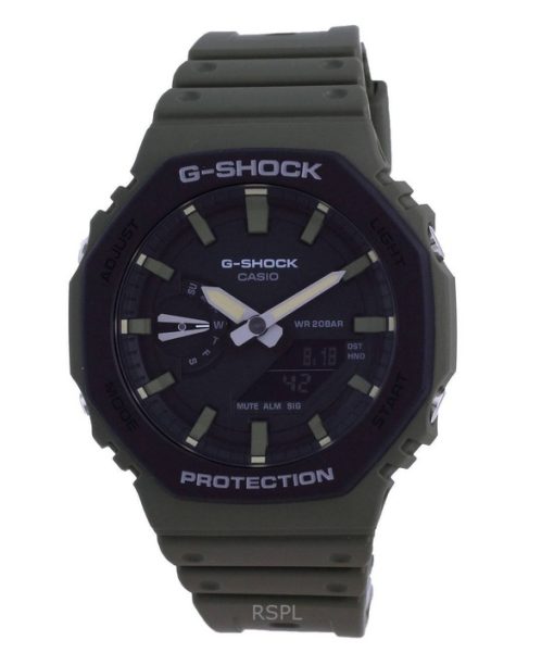 재생품 카시오 G-Shock 아날로그 디지털 수지 스트랩 블랙 다이얼 쿼츠 GA-2110SU-3A 200M 남성용 시계