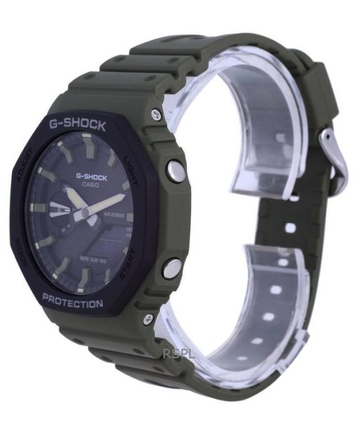 재생품 카시오 G-Shock 아날로그 디지털 수지 스트랩 블랙 다이얼 쿼츠 GA-2110SU-3A 200M 남성용 시계