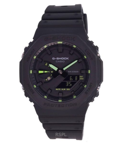 재생품 카시오 G-Shock 아날로그 디지털 네온 악센트 레진 스트랩 블랙 다이얼 쿼츠 GA-2100-1A3 200M 남성용 시계