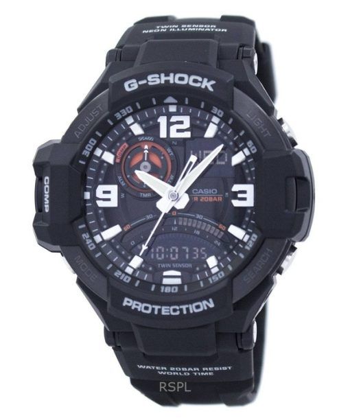 재생품 카시오 G-Shock 아날로그 디지털 수지 스트랩 블랙 다이얼 쿼츠 GA-1000-1A 200M 남성용 시계