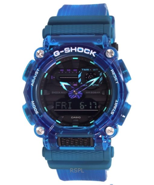 재생품 카시오 G-Shock 아날로그 디지털 수지 스트랩 블랙 다이얼 쿼츠 GA-900SKL-2A 200M 남성용 시계