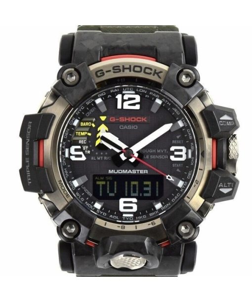 재생품 카시오 G-Shock Mudmaster 아날로그 디지털 수지 스트랩 블랙 다이얼 솔라 GWG-2000-1A3 200M 남성용 시계